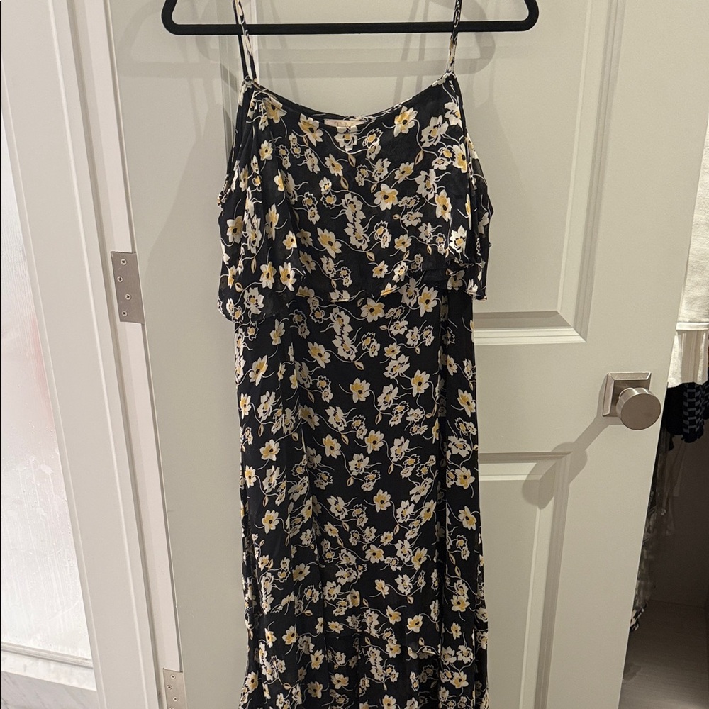 Barneys New York CO-OP Black and Cream Floral Maxi Dress